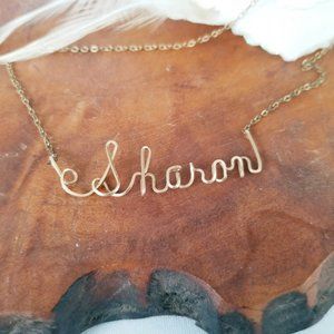 Vintage Sharon Name Wire Necklace on 16" Cable Chain